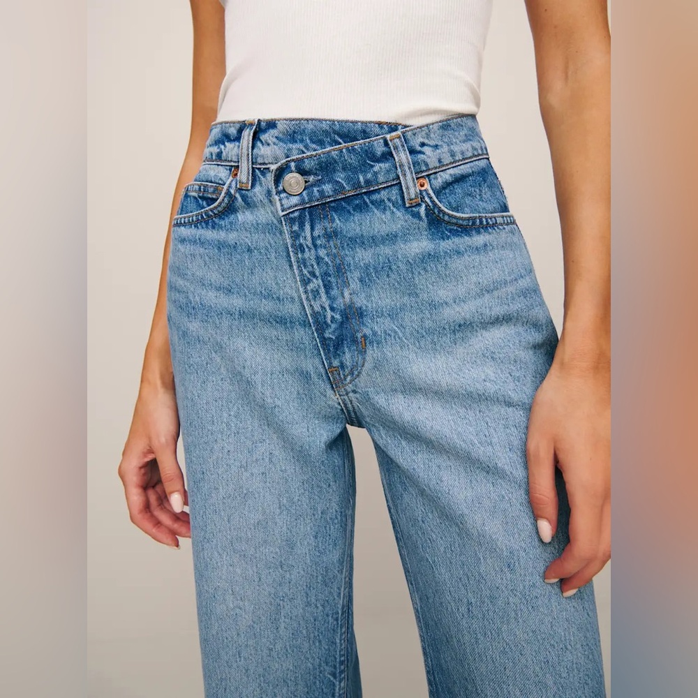 Reformation Gemma High Rise Crossover Wide-Leg Jeans 28
